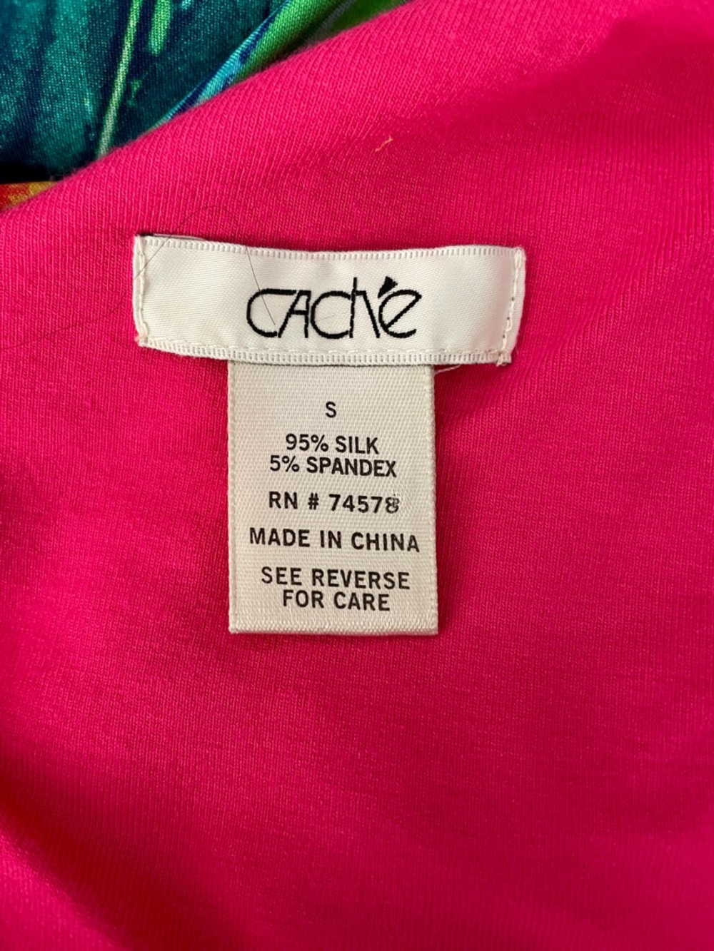 CACHE Tropical Uni Sleeve SILK Blend BLOUSE Size Small - Picture 2 of 9